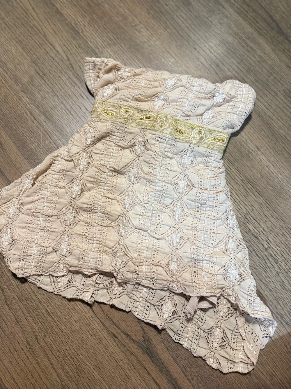 Y2K Vintage Egen Lace Tie Back Babydoll Tube Top Size Small